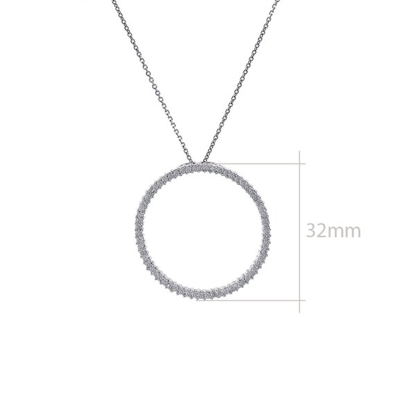 0.95 Ct Diamond Circle Pendant On Rolo Link Chain - Picture 3 of 5